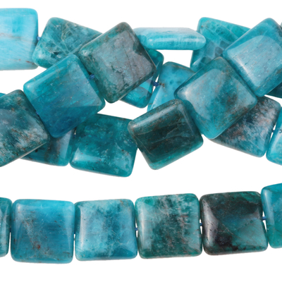 Blue Apatite 12mm square bright blue | Gemstone Beads