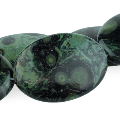 Kambaba Jasper 30 x 40mm oval dark green | Gemstone Beads