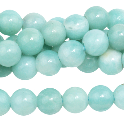 Large hole Amazonite 8mm round light blue green | Gemstone Beads