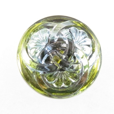 23mm Czech Glass Button with 3 Intertwining Circles - Light Green | Hand-pressed Vintage Style Button with Glass Shank