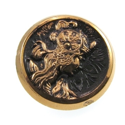 25mm Black Czech Glass Button with Hand-painted Bronze Woman's Face | Hand-pressed Vintage Style Button with Metal Shank