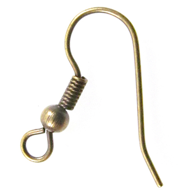 French Hook Earwire with Ball and Coil - Antique Brass Finish - 24 Pack | Base Metal Earwires for Making Earrings | Jewelry Findings