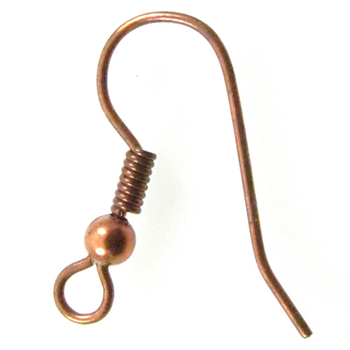 French Hook Earwire with Ball and Coil - Antique Copper Finish - 144 Pack | Base Metal Earwires for Making Earrings | Jewelry Findings