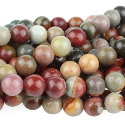 Polychrome Jasper 8mm round red, browns and grey | Polychrome Jasper