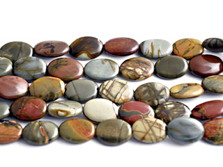 10 x 14mm Oval Red Creek Jasper Stone Bead - Mixed Earth Tone Colors | Natural Semiprecious Gemstone