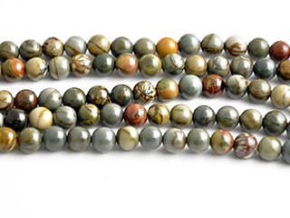 4mm Round Red Creek Jasper Stone Bead - Mixed Earth Tone Colors | Natural Semiprecious Gemstone