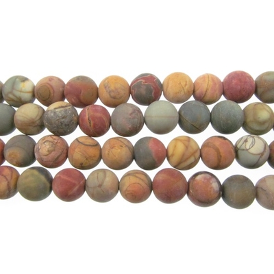 4mm Matte Red Creek Jasper Round Stone Beads - Mixed Earth Tone Colors | Natural Semiprecious Gemstone