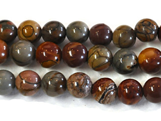 6mm Round Red Creek Jasper Stone Bead - Mixed Earth Tone Colors | Natural Semiprecious Gemstone