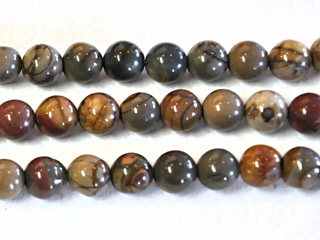 8mm Round Red Creek Jasper Stone Bead - Mixed Earth Tone Colors | Natural Semiprecious Gemstone