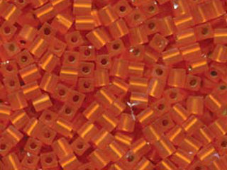 Japanese Miyuki Cube Glass Seed Bead Size 4mm - Orange - Silver Lined Matte Finish