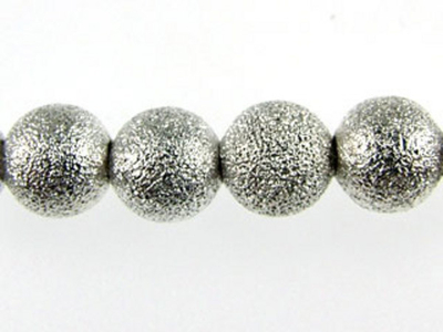 Metal 6mm Round Stardust Beads and Spacers - Silver Plate Finish