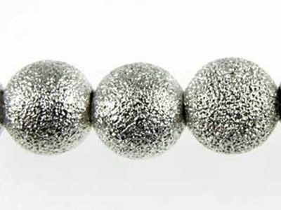 Metal 8mm Round Stardust Beads and Spacers - Silver Plate Finish