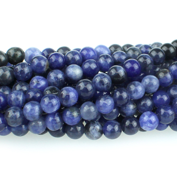 Blue 4mm Sodalite Round Beads - 8-inch String