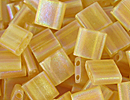 Japanese Miyuki Tila Bead - Light Topaz AB - Transparent Iridescent Matte Finish | Glass Seed Beads