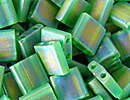 Japanese Miyuki Tila Bead - Green AB - Transparent Iridescent Matte Finish | Glass Seed Beads