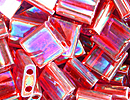 Japanese Miyuki Tila Bead - Red AB - Transparent Iridescent Finish | Glass Seed Beads