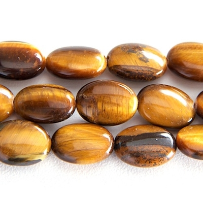 10 x 14mm Oval Tiger Eye Stone Bead - Golden Brown | Natural Semiprecious Gemstone