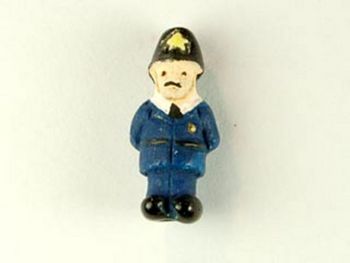 16 x 8mm British Policeman Bobbie Hand-painted Clay Bead | Natural Beads