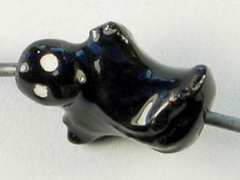 13 x 10mm Black Ghost Hand-painted Clay Halloween Bead | Natural Beads