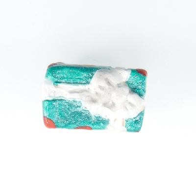 13 x 8mm Christmas Teal Blue Present Clay Bead with White Ribbon | Natural Beads