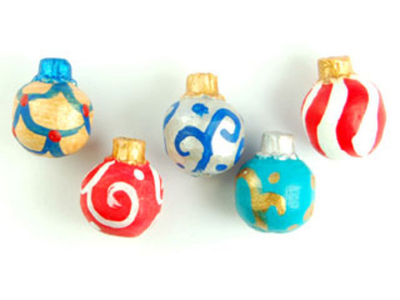 12 x 10mm Assorted Colors Christmas Ornaments Hand-painted Clay Bead | Natural Beads