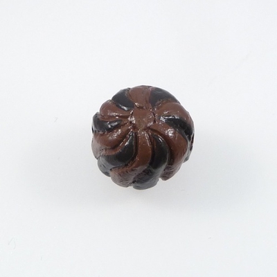 Approximately 10mm Chocolate Petit Fours Hand-painted Clay Bead | Natural Beads