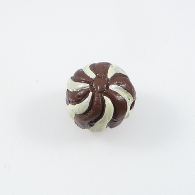 Approximately 10mm Chocolate Petit Fours Hand-painted Clay Bead | Natural Beads