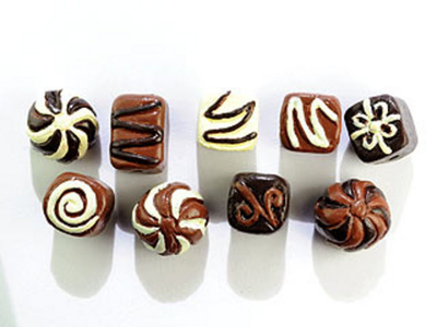 Approximately 10mm Chocolate Petit Fours Hand-painted Clay Bead - Assorted Shapes and Colors | Natural Beads