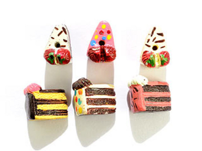 12 x 8mm Cake Slices Hand-painted Clay Beads - Assorted Shapes and Colors | Natural Beads