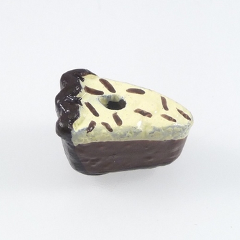 12 x 8mm Chocolate Cream Pie Slice Hand-painted Clay Bead | Natural Beads