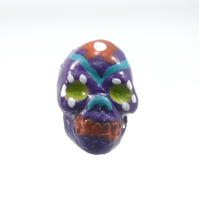9 x 12mm Sugar Skull Hand-painted Clay Bead - Dark Purple | Day of th Dead Skull Bead | Natural Beads