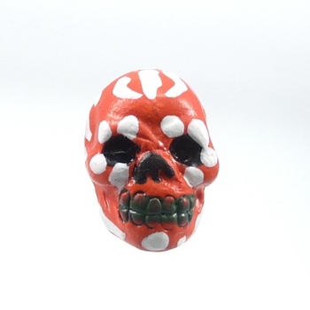 9 x 12mm Sugar Skull Hand-painted Clay Bead - Rich Red | Day of th Dead Skull Bead | Natural Beads