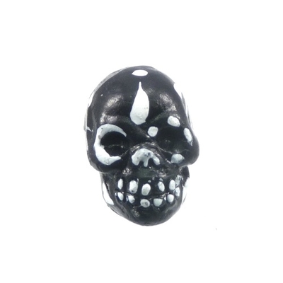 9 x 12mm Sugar Skull Hand-painted Clay Bead - Black and White | Day of th Dead Skull Bead | Natural Beads