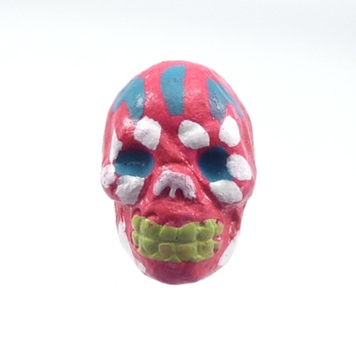 9 x 12mm Sugar Skull Hand-painted Clay Bead - Hot Pink | Day of th Dead Skull Bead | Natural Beads