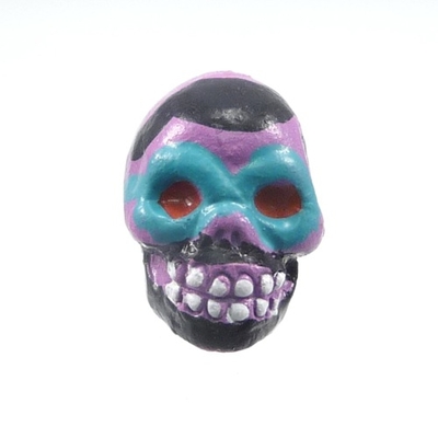 9 x 12mm Sugar Skull Hand-painted Clay Bead - Purple | Day of th Dead Skull Bead | Natural Beads