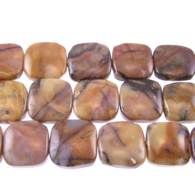 12mm Square Venus Jasper Stone Beads - Tan, Brown and Grey | Natural Semiprecious Gemstone