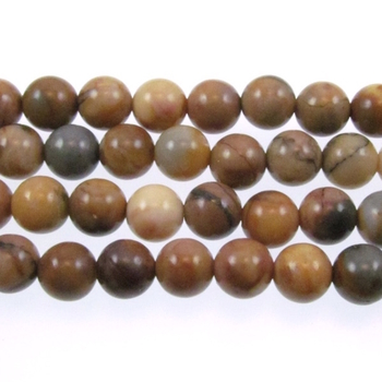 6mm Round Venus Jasper Stone Beads - Tan, Brown and Grey | Natural Semiprecious Gemstone