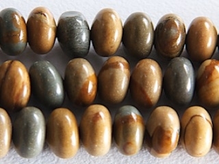 6mm Rondell Wildhorse Picture Jasper Stone Bead - Earth Tone Colors | Natural Semiprecious Gemstone