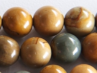 8mm Round Wildhorse Picture Jasper Stone Bead - Earth Tone Colors | Natural Semiprecious Gemstone