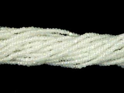 Czech Charlotte Glass Seed Bead Size 13 - White Ceylon AB - Ceylon Iridescent Finish