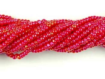 Czech Charlotte Glass Seed Bead Size 13 - Light Red - Opaque Iridescent Finish