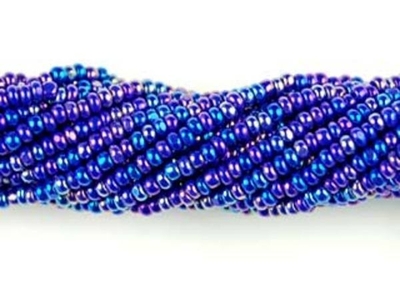 Czech Charlotte Glass Seed Bead Size 13 - Navy Blue - Opaque Iridescent Finish