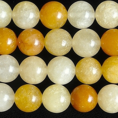 8mm Round Yellow Jade Stone Bead - Rich Yellow Serpentine | Natural Semiprecious Gemstone