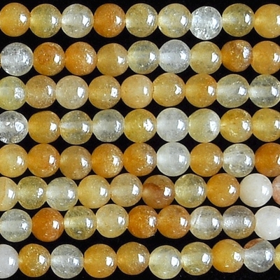 4mm Round Yellow Jade Stone Bead - Rich Yellow Serpentine | Natural Semiprecious Gemstone