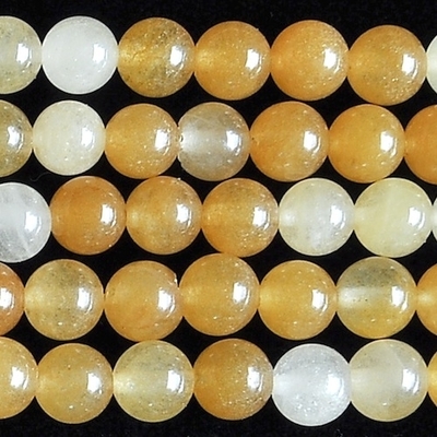 6mm Round Yellow Jade Stone Bead - Rich Yellow Serpentine | Natural Semiprecious Gemstone
