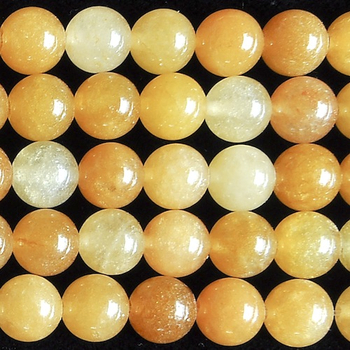 8mm Round Yellow Jade Stone Bead - Rich Yellow Serpentine | Natural Semiprecious Gemstone