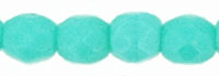 Image Czech Pressed Glass 3mm faceted round Turquoise opaque