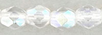 Image Czech Pressed Glass 3mm faceted round Crystal AB transparent iridescent