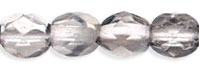 Image Czech Pressed Glass 4mm faceted round Silver metallic half coat
