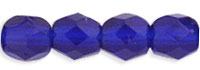 Image Czech Pressed Glass 4mm faceted round cobalt blue transparent